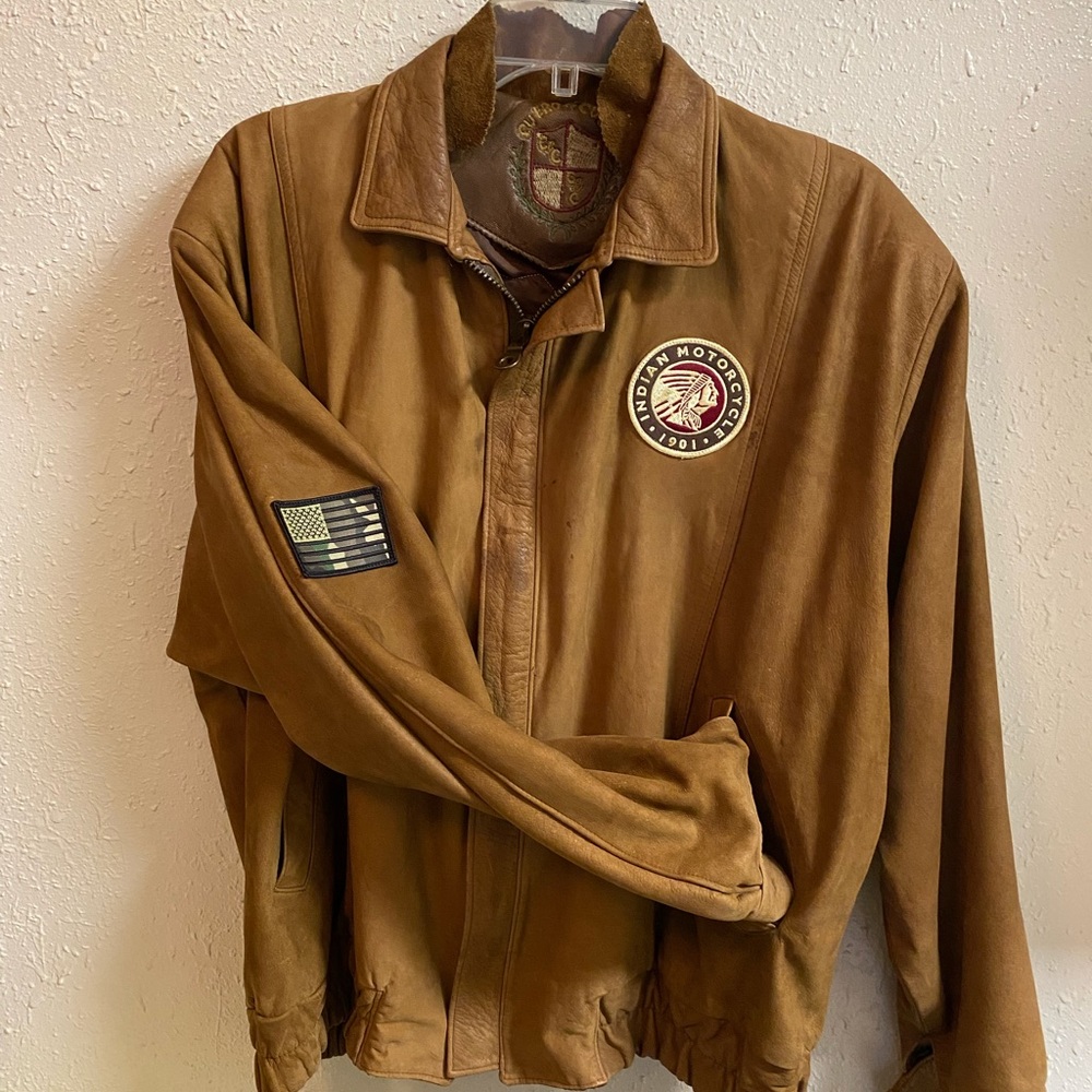 Beautiful brown suede leather jacket embroidery